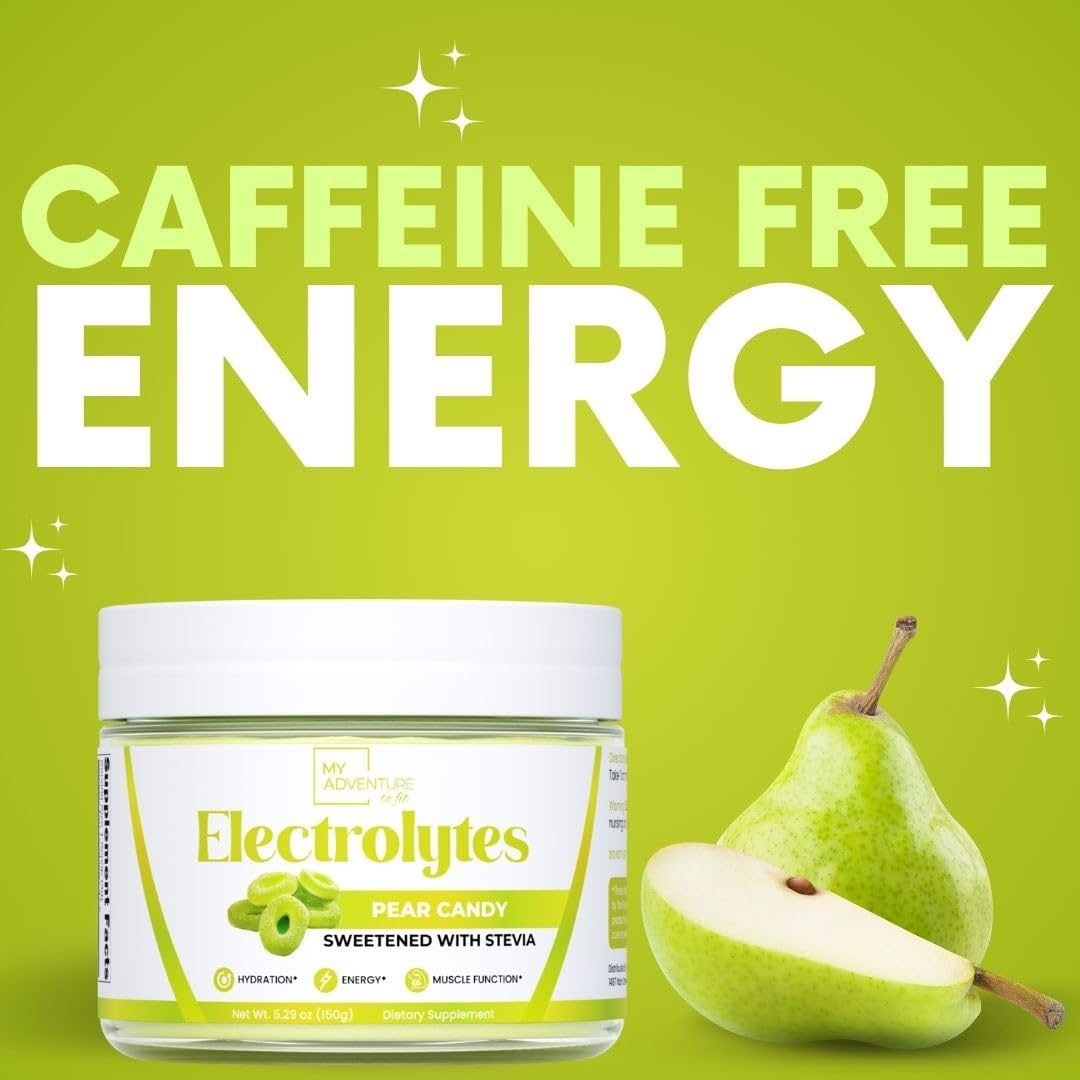 Bundle: My Adventure to Fit Electrolytes Powder - Refreshing Hydration with Zero Sugar, Watermelon, Apple, & Pear Candy Flavors
