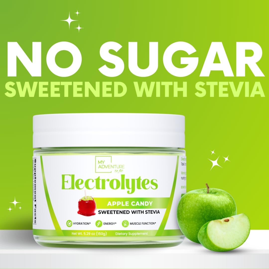 Bundle: My Adventure to Fit Electrolytes Powder - Refreshing Hydration with Zero Sugar, Watermelon, Apple, & Pear Candy Flavors