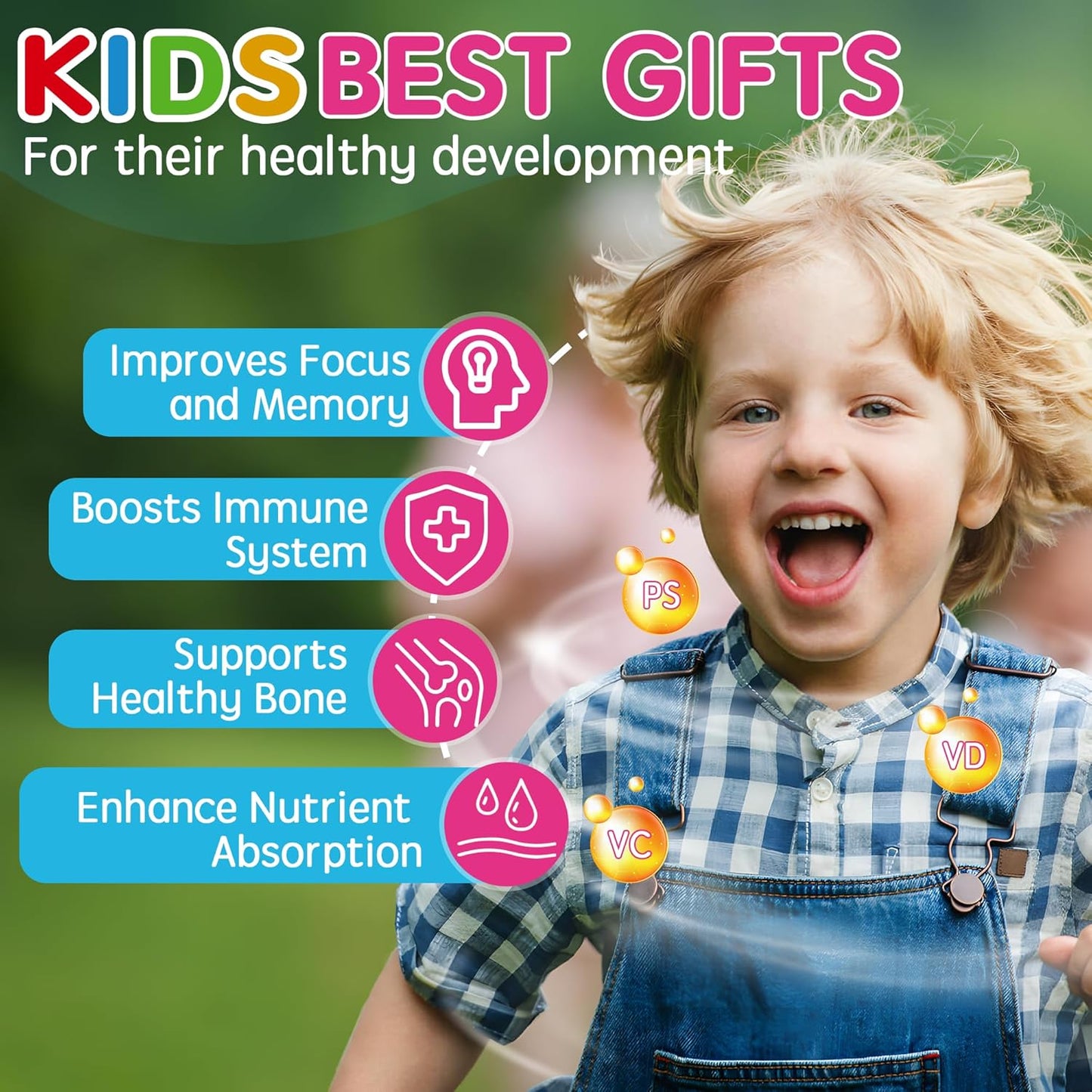 Bundle: Nextdia Phosphatidylserine and Multivitamin Supplements for Kids - 4 Pack