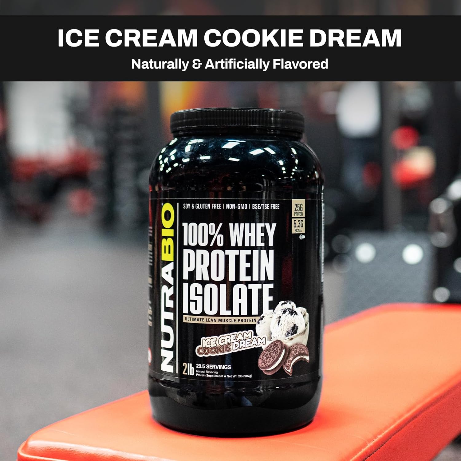 Bundle: NutraBio Creatine Monohydrate & Whey Protein Isolate for Muscle Energy, Growth, Recovery, Strength - 300g Unflavored & Ice Cream Cookie Dream