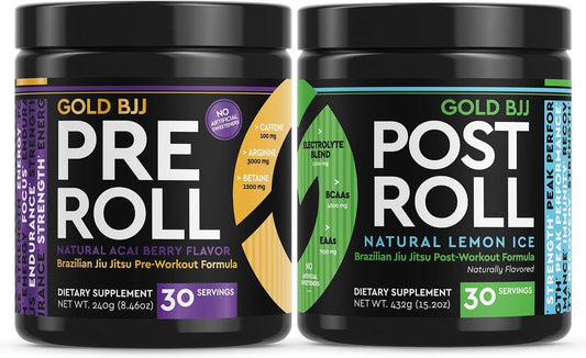 Bundle of Gold BJJ Pre-Roll and Post-Roll Jiu Jitsu Supplements for Enhanced Performance