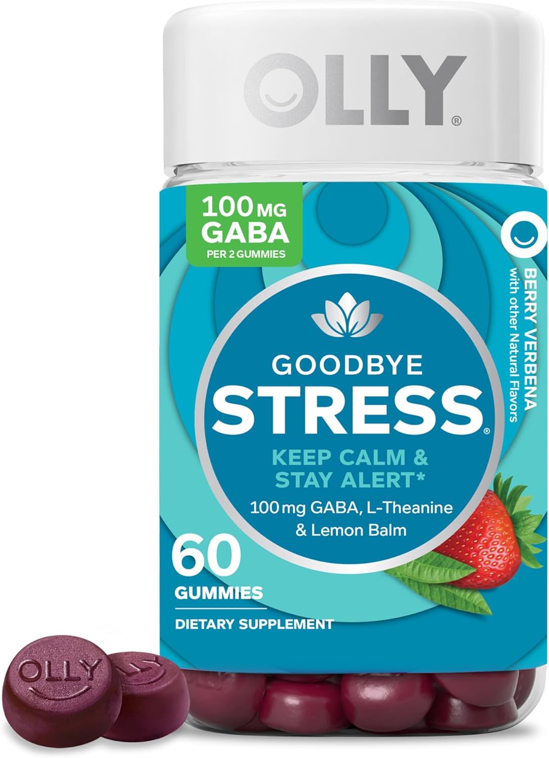 Bundle: OLLY Goodbye Stress & Flawless Complexion Gummy Supplements, 110 Count for Skin Support