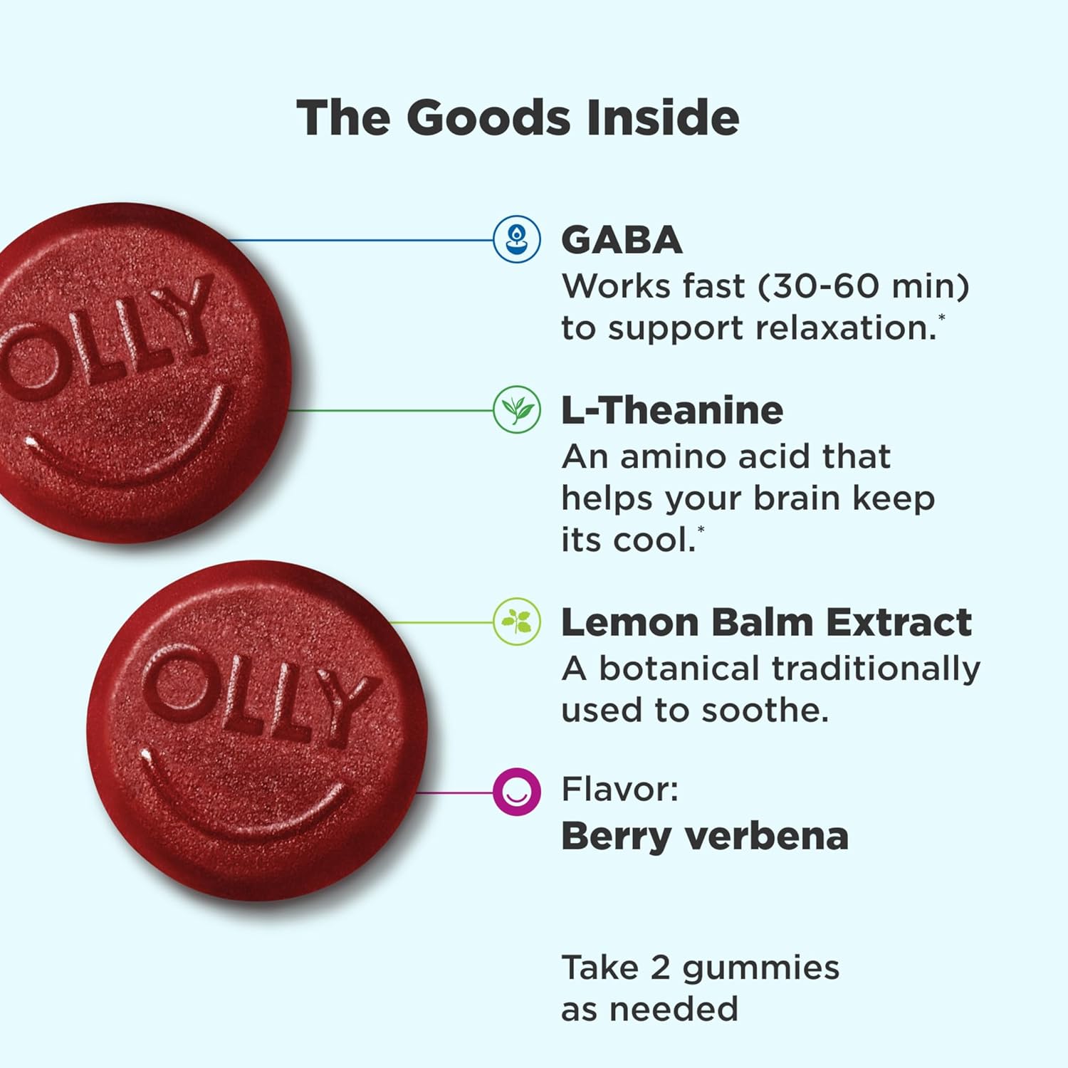 Bundle: OLLY Goodbye Stress & Flawless Complexion Gummy Supplements, 110 Count for Skin Support