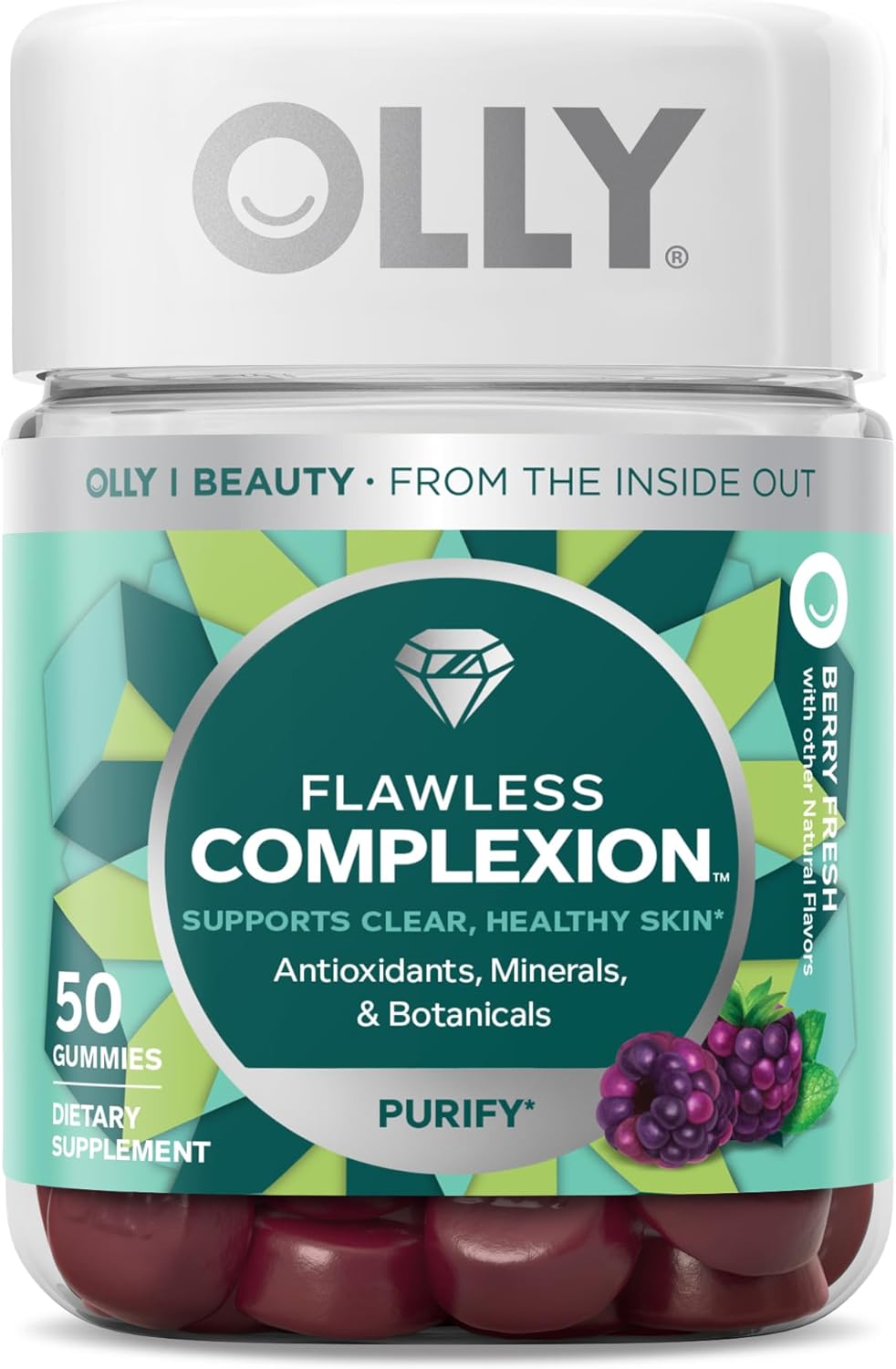 Bundle: OLLY Goodbye Stress & Flawless Complexion Gummy Supplements, 110 Count for Skin Support