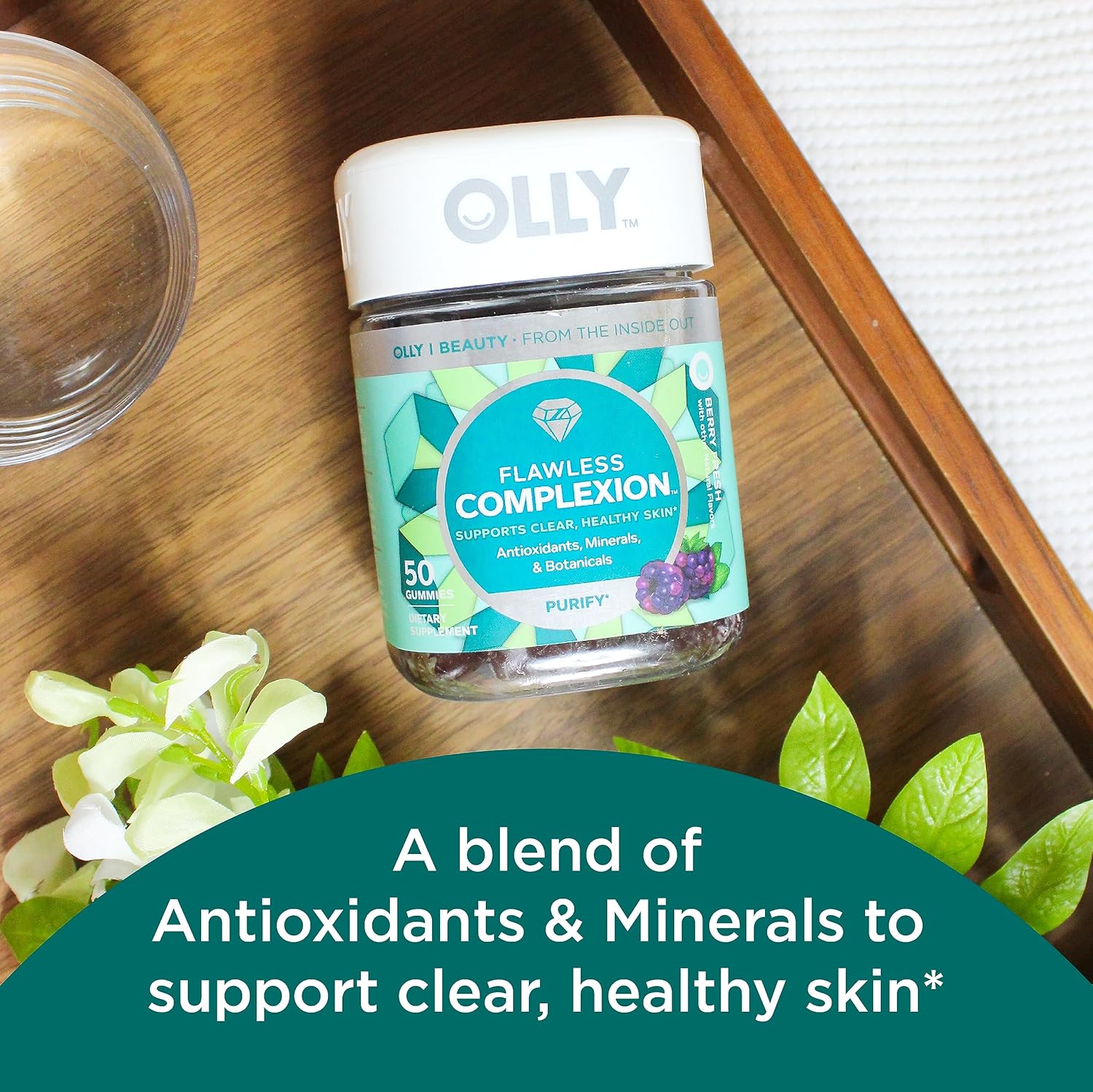 Bundle: OLLY Goodbye Stress & Flawless Complexion Gummy Supplements, 110 Count for Skin Support