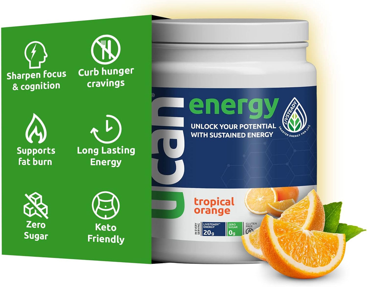 Bundle: Orange Energy Powder & Strawberry Banana Edge Energy Gel | Zero Sugar, Low Calorie | Gut Friendly, Caffeine-Free, Vegan, Non-GMO | Keto-Friendly