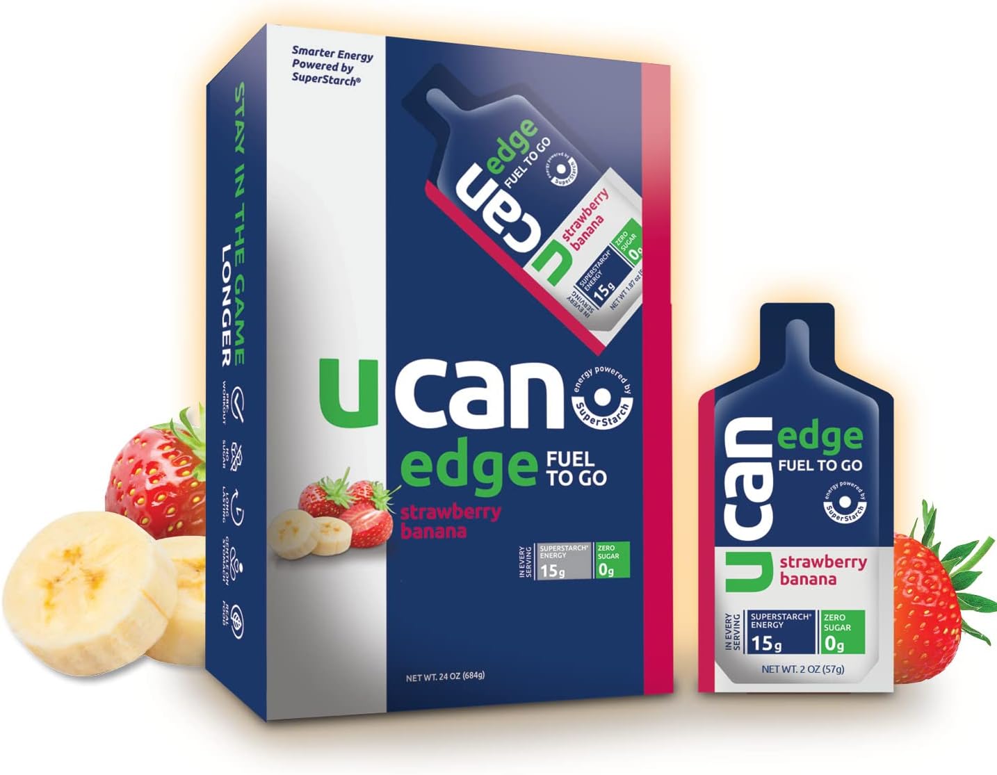 Bundle: Orange Energy Powder & Strawberry Banana Edge Energy Gel | Zero Sugar, Low Calorie | Gut Friendly, Caffeine-Free, Vegan, Non-GMO | Keto-Friendly