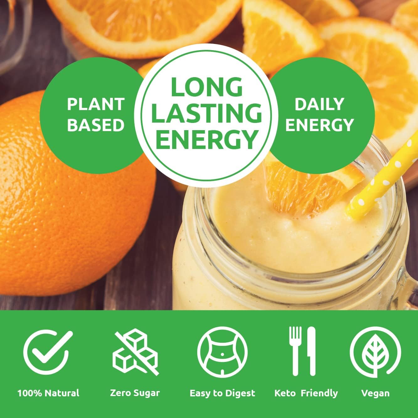 Bundle: Orange Energy Powder & Strawberry Banana Edge Energy Gel | Zero Sugar, Low Calorie | Gut Friendly, Caffeine-Free, Vegan, Non-GMO | Keto-Friendly
