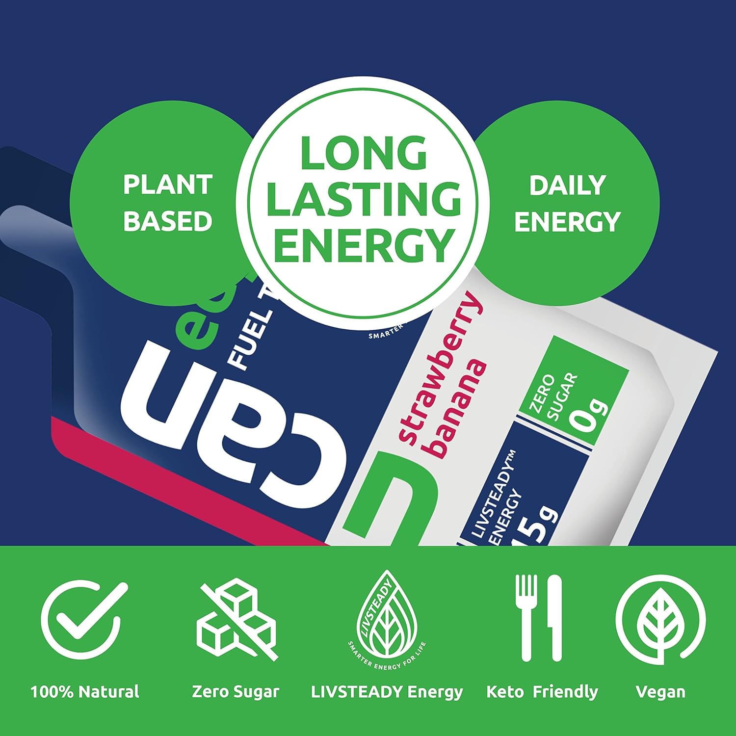 Bundle: Orange Energy Powder & Strawberry Banana Edge Energy Gel | Zero Sugar, Low Calorie | Gut Friendly, Caffeine-Free, Vegan, Non-GMO | Keto-Friendly