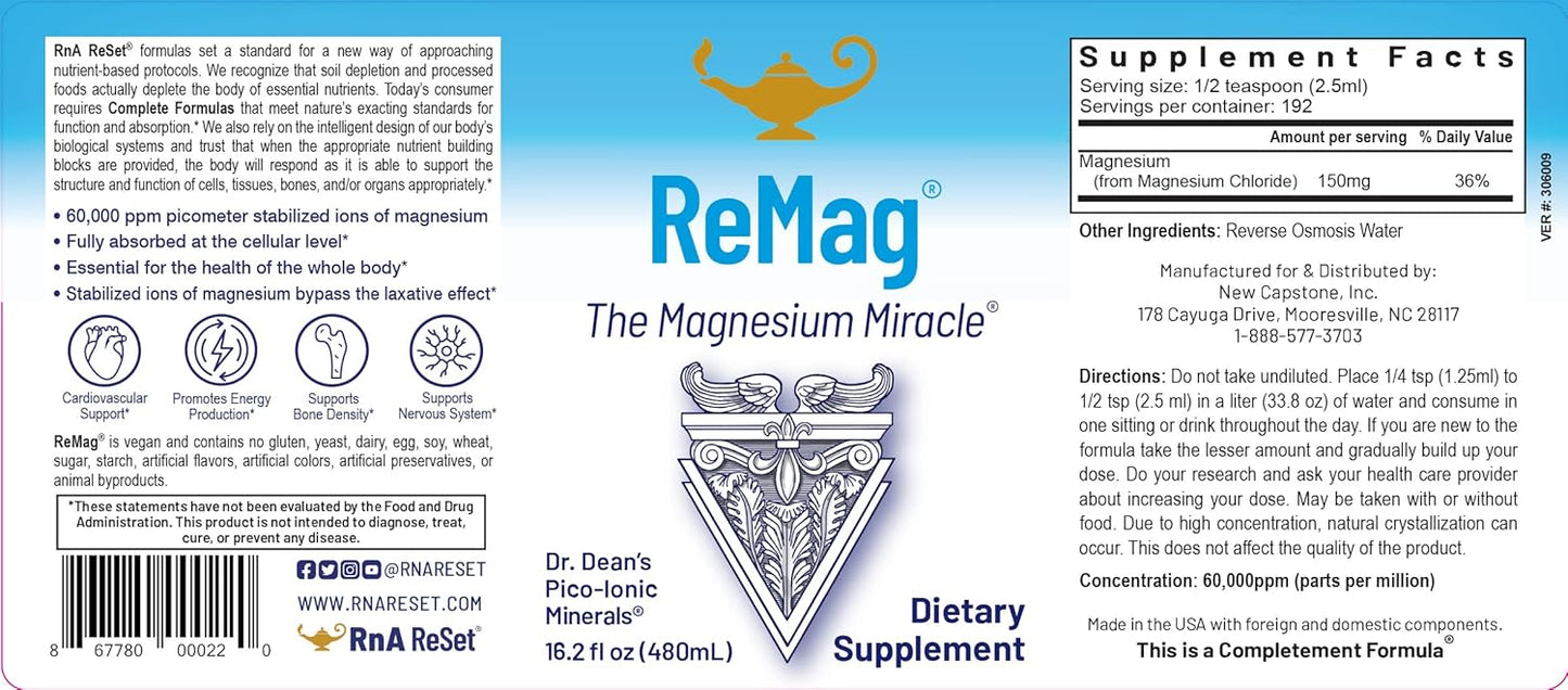 Bundle: ReMag 16oz Liquid Magnesium + Vitamin C Mixed Berry Powder - RnA ReSet Reset