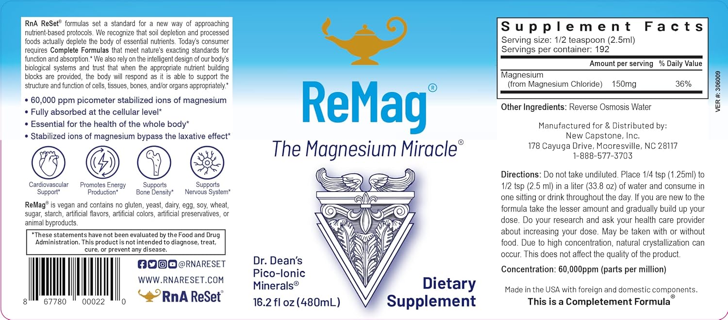 Bundle: ReMag 16oz Liquid Magnesium + Vitamin C Mixed Berry Powder - RnA ReSet Reset