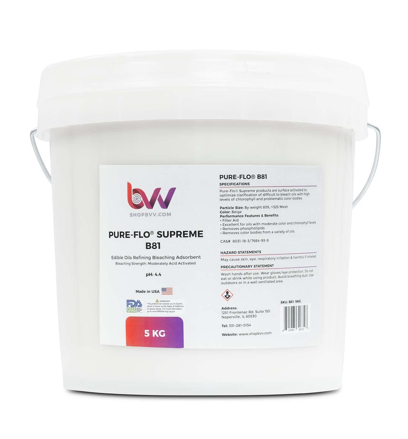 BVV Pure-Flo B81 Supreme Activated Bentonite for Edible Oil - 24 Bags/Half Pallet - Top Value Bleaching & Decolorizing Solution