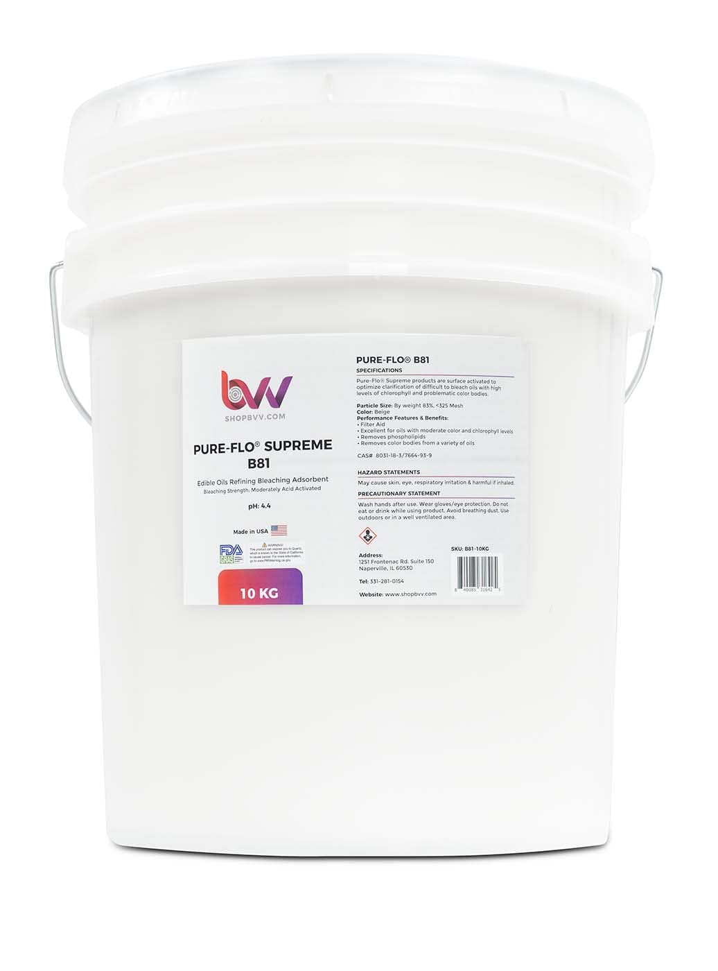 BVV Pure-Flo B81 Supreme Activated Bentonite for Edible Oil - 24 Bags/Half Pallet - Top Value Bleaching & Decolorizing Solution