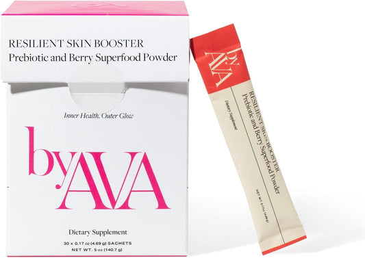 byAVA Resilient Skin Booster Powder with Prebiotic and Berry Superfoods for Glowing Skin and Gut Health - 30 Servings