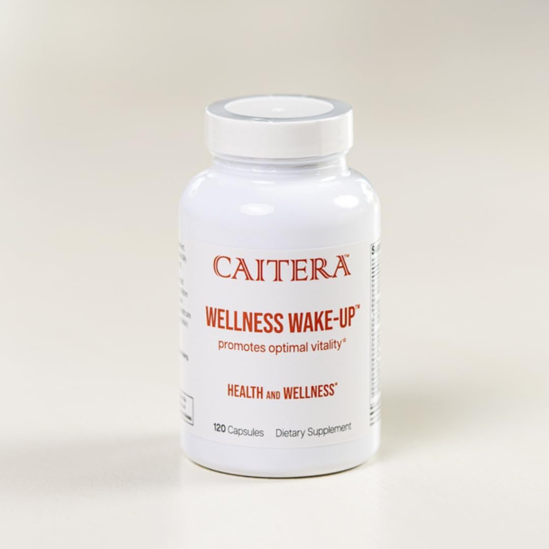 Caitera Wellness Wake-Up | 6-in-1 Vegan Supplement for Men and Women | Vitamins, Minerals, Enzymes, and Probiotics for Health and Vitality | 120 Capsules