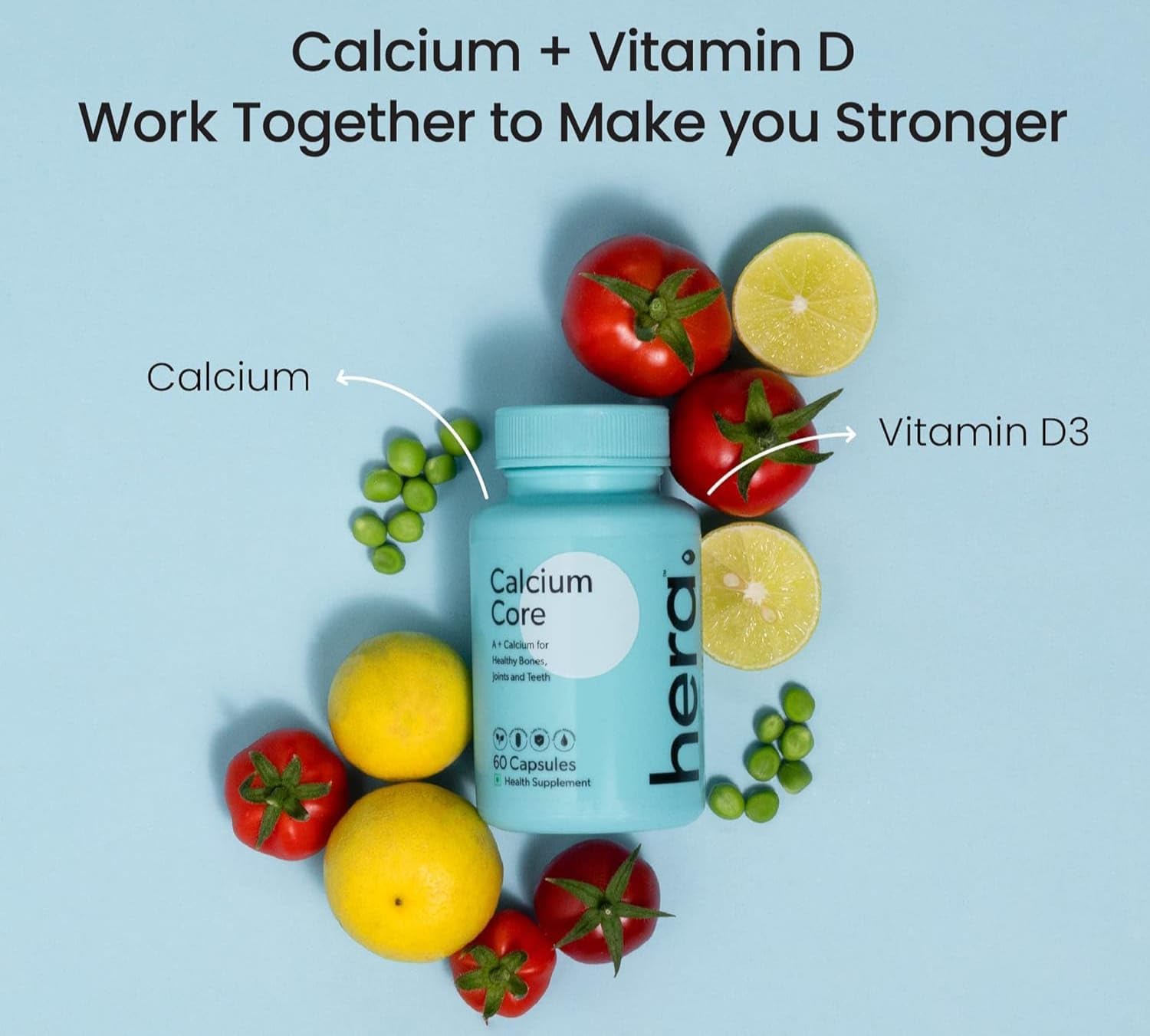 Calcium and Vitamin D Capsules for Mobility and Pregnancy Support, 60 Count Bottle