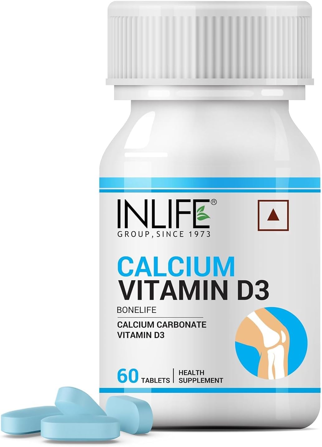 Calcium Carbonate and Vitamin D3 Supplement for Bone and Joint Health - 60 Tablets for Men and Women