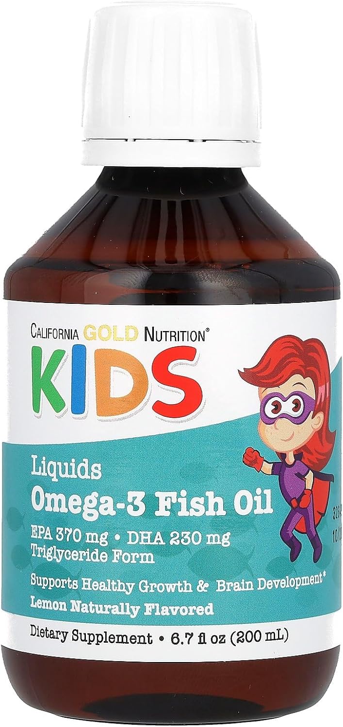 California Gold Nutrition Children's Omega-3 Fish Oil, Natural Lemon Flavor, 6.7 fl oz (200 ml)
