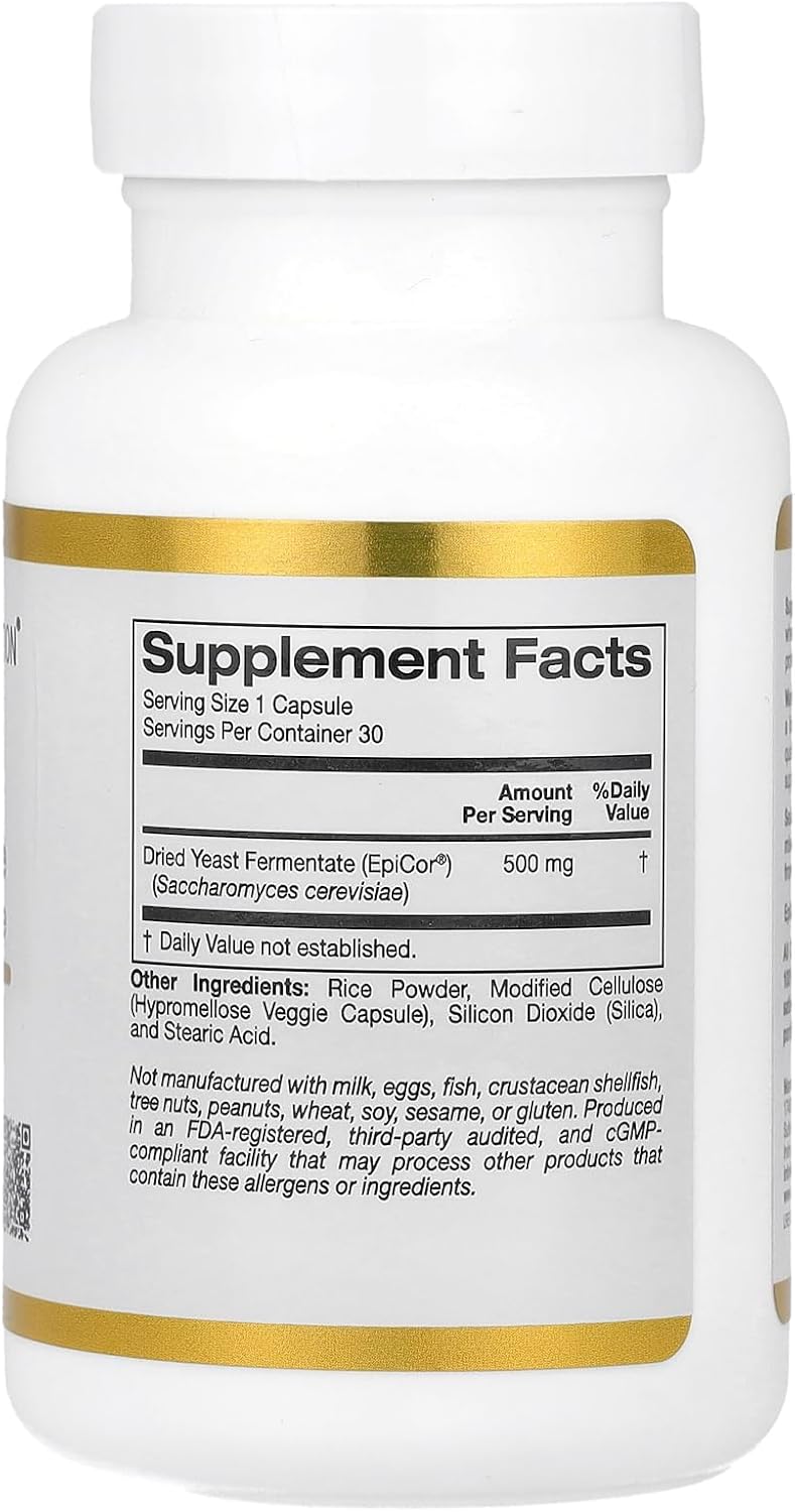 California Gold Nutrition EpiCor® 500 mg Dried Yeast Fermentate Capsules (30 Count)