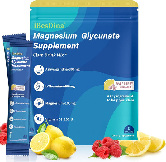 Calm Raspberry Lemonade Drink Mix with Adaptogenic Supplements for Women, 20 On The Go Packets