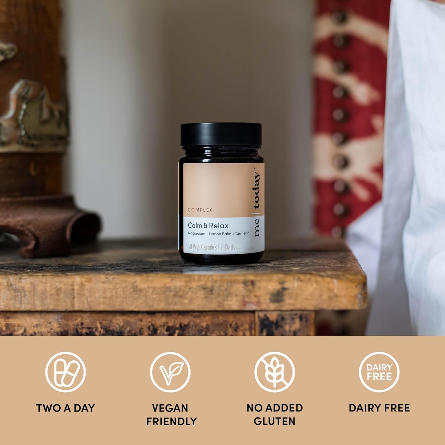 Calm & Relax Magnesium Supplement with Turmeric & Lemon Balm for Sleep Support - Vegan Formula | 60 Capsules