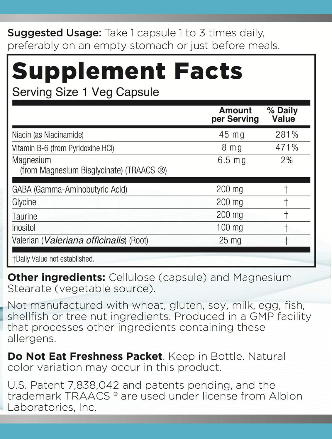 Calming Neurotransmitter Support Blend with Amino Acids, B Vitamins, and Valerian for Relaxation