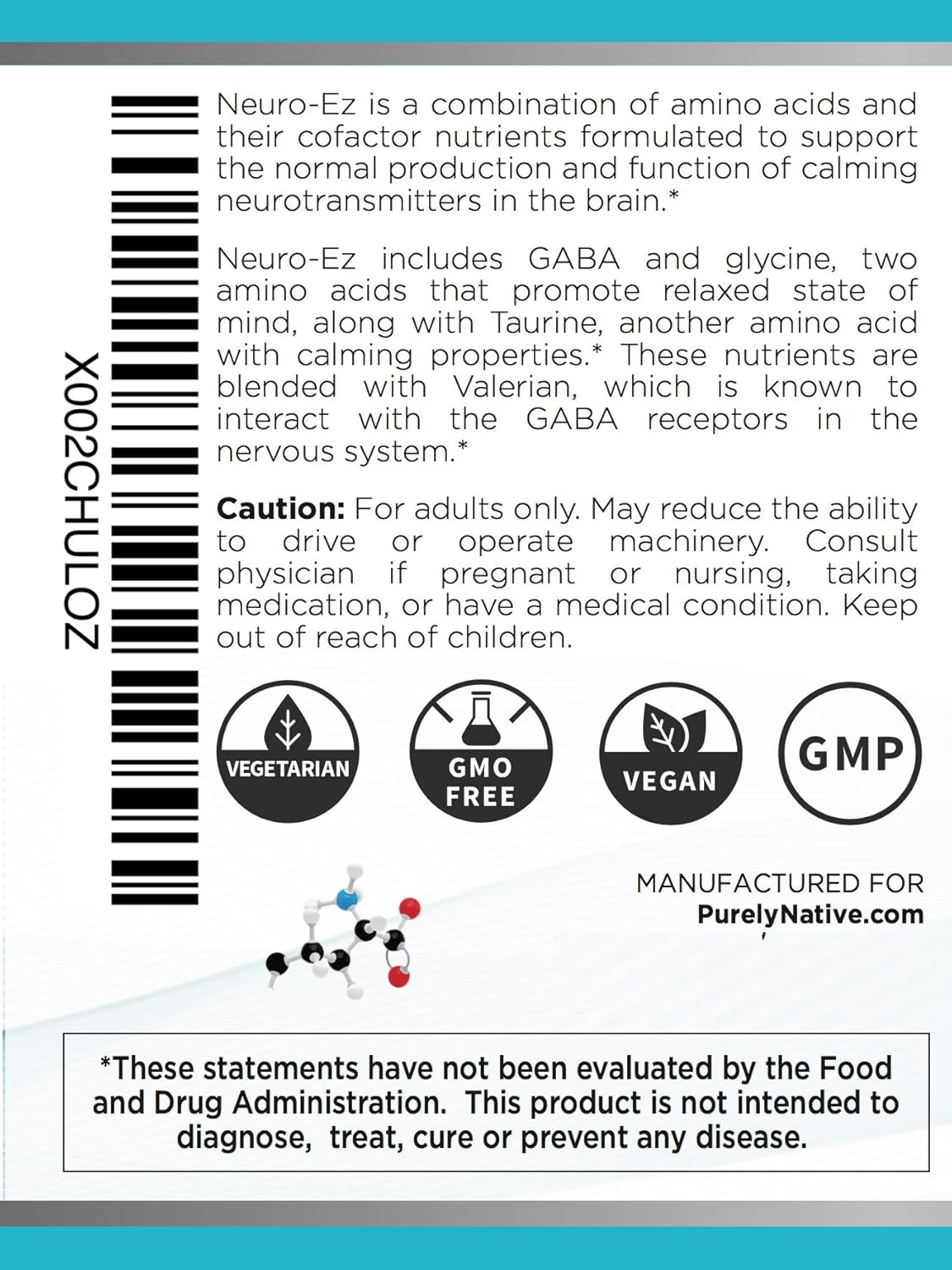 Calming Neurotransmitter Support Blend with Amino Acids, B Vitamins, and Valerian for Relaxation