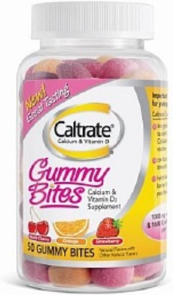 Caltrate +D Gummy Bites 50 Count - Vitamin D & Calcium Supplement