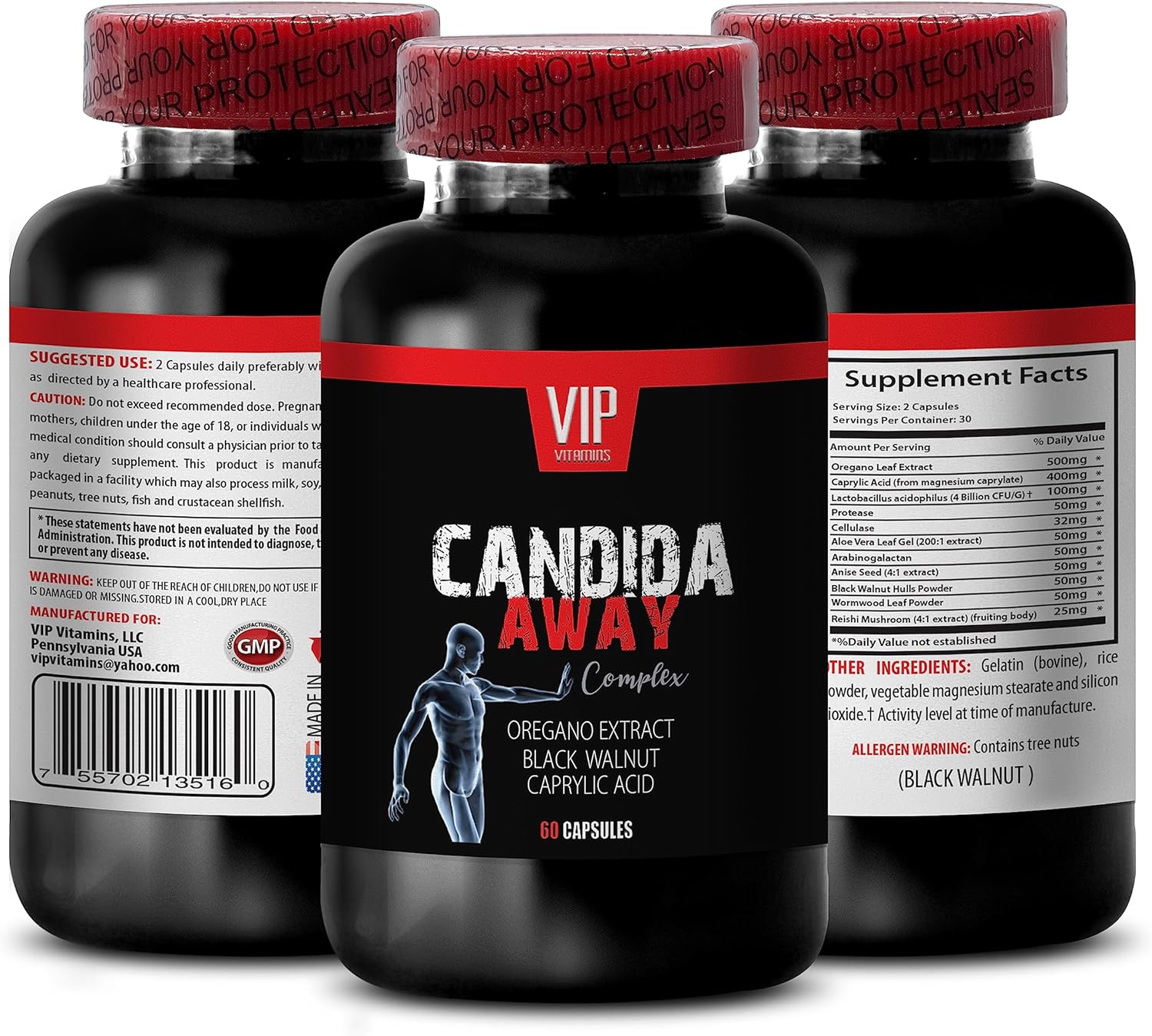 CANDIDA AWAY - Skin Care Candida Cleanse Supplement for Men and Women - Liver Support - 60 Capsules