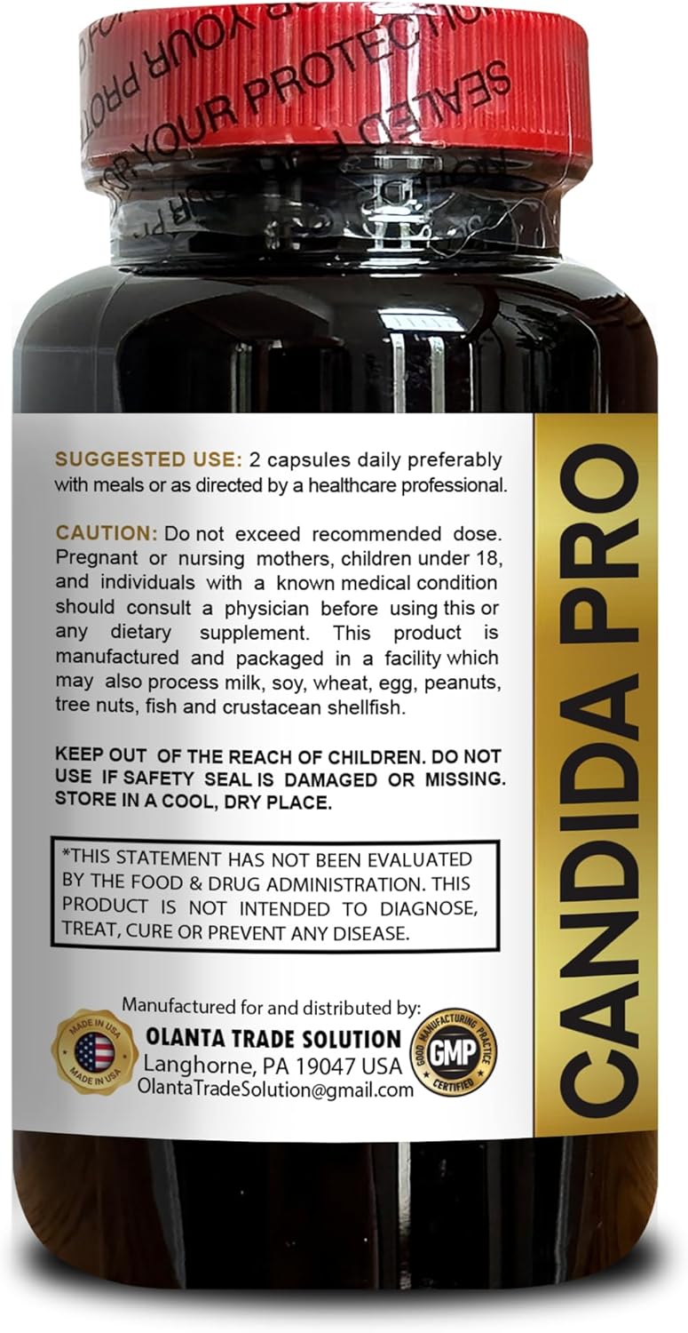 Candida Cleanse Support Supplement with Oregano and Caprylic Acid - Immune System Booster - 60 Capsules
