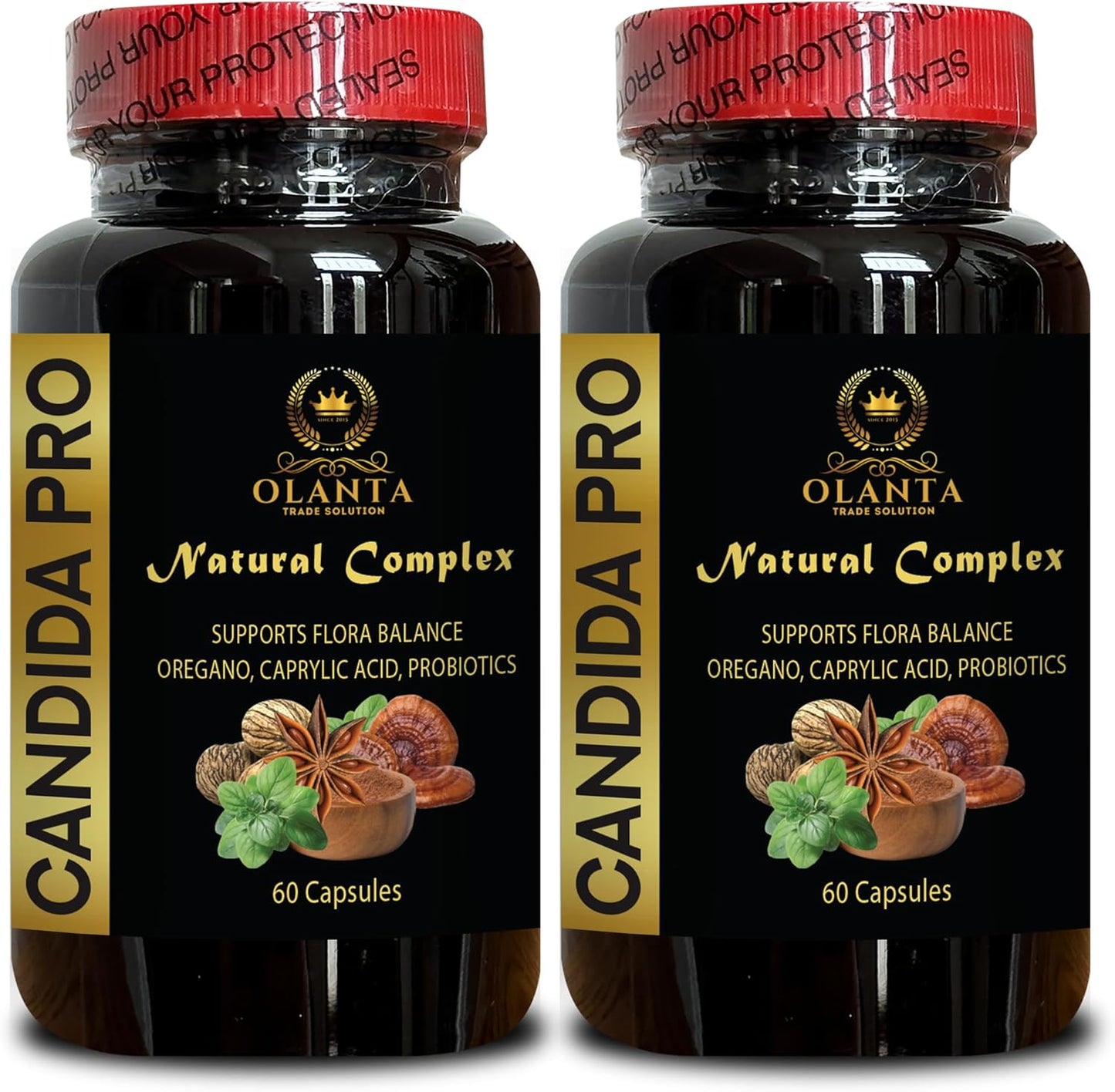 Candida Support Supplement for Colon Health & Immunity - Herbal Flora Balance, Gut Health, Digestive Support - 2 Bottles 120 Capsules