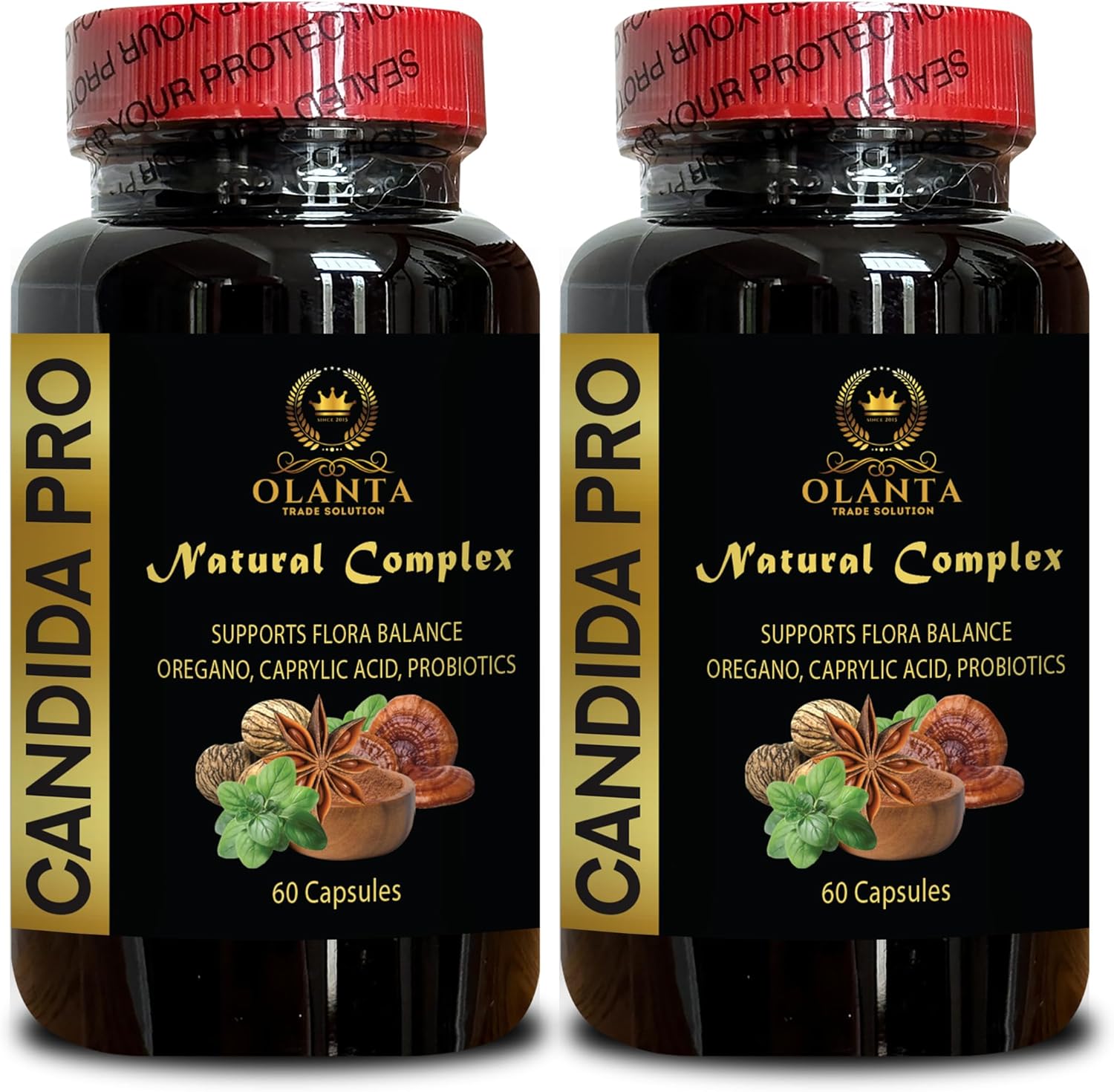 Candida Support Supplement for Colon Health & Immunity - Herbal Flora Balance, Gut Health, Digestive Support - 2 Bottles 120 Capsules