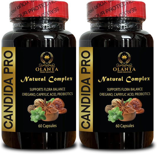 Candida Support Supplement for Colon Health & Immunity - Herbal Flora Balance, Gut Health, Digestive Support - 2 Bottles 120 Capsules
