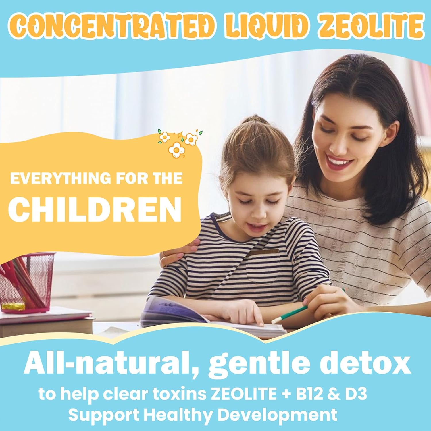 CanineGluca Kids Cleanse: Zeolite Detox Drops for Kids with Methyl B12, D3 - Heavy Metal Detox & Gut Health Support - Liquid Supplement (2oz)