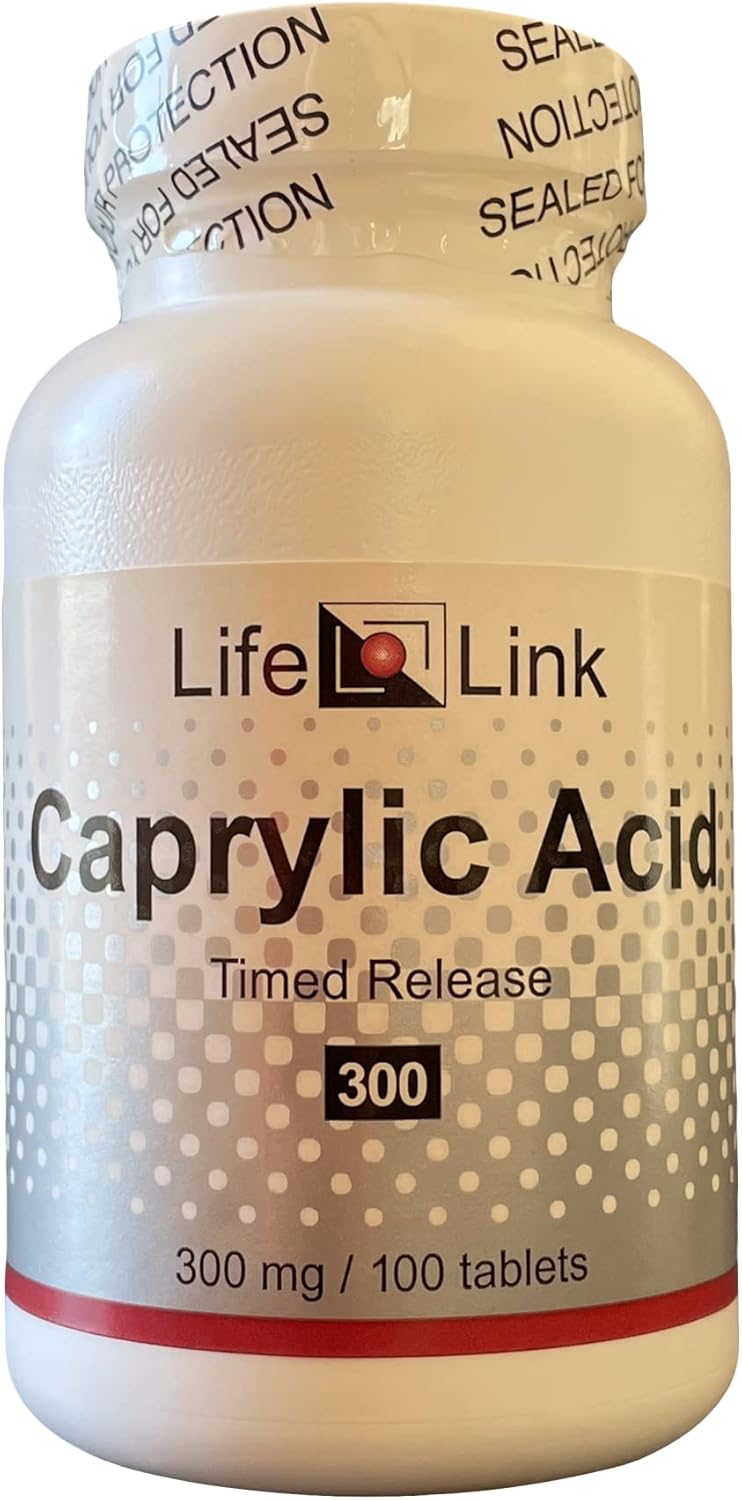 Caprylic Acid Tablets 300mg - 100 Count for Ketone Production - Gluten Free & Non-GMO - USA Made LifeLink