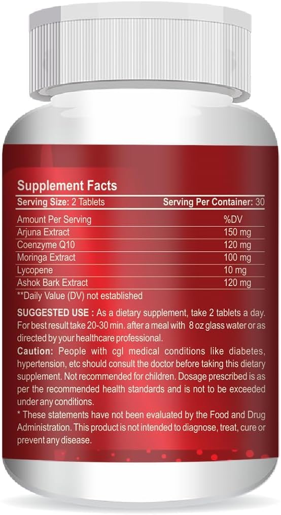 Cardiovax with Arjuna & Moringa Extract - 60 Tablets for Heart Health Support