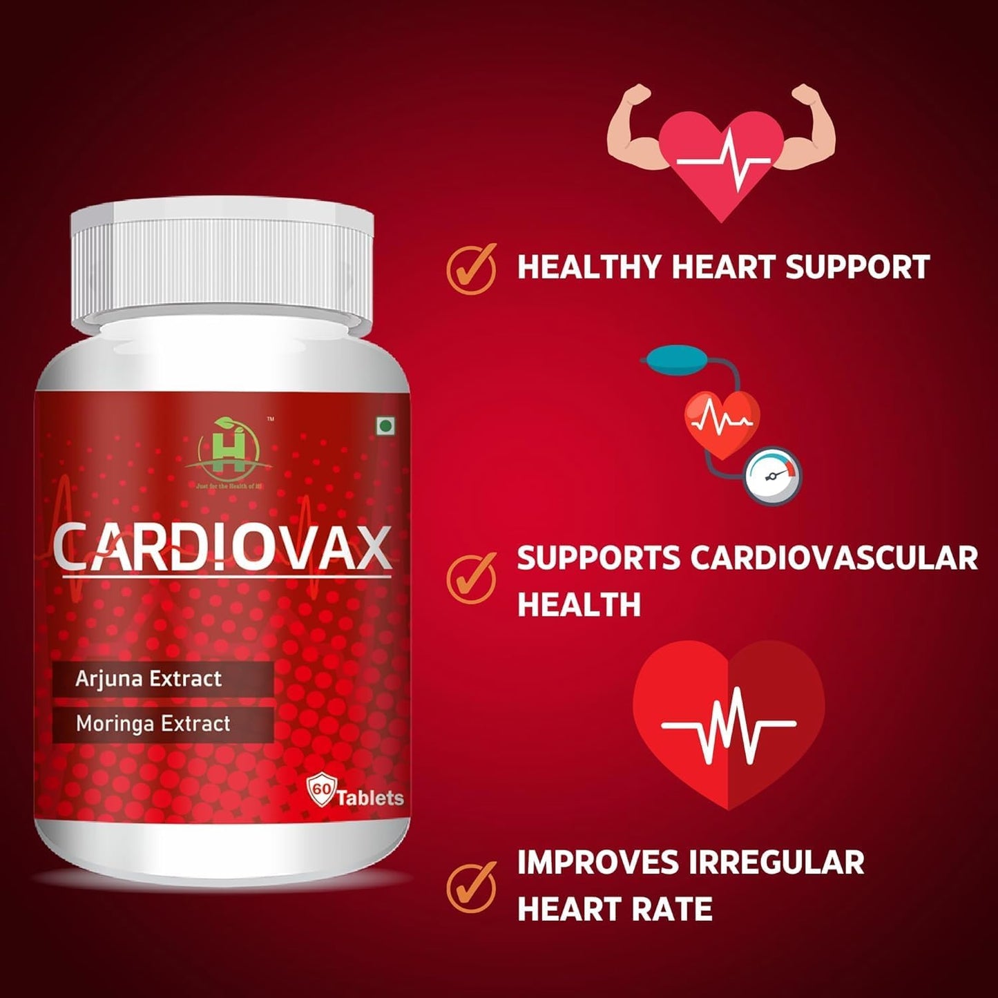Cardiovax with Arjuna & Moringa Extract - 60 Tablets for Heart Health Support