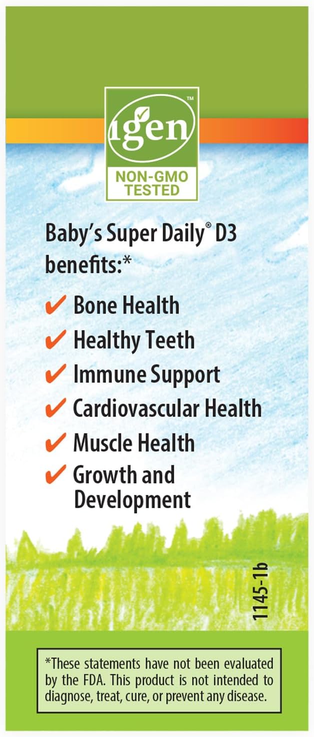 Carlson Baby Vegetarian Liquid Vitamin D Drops - Plant-Based Super Daily D3 for Infants & Toddlers - 400 IU (10 mcg) per Drop - Algae Sourced - Unflavored - 90 Drops