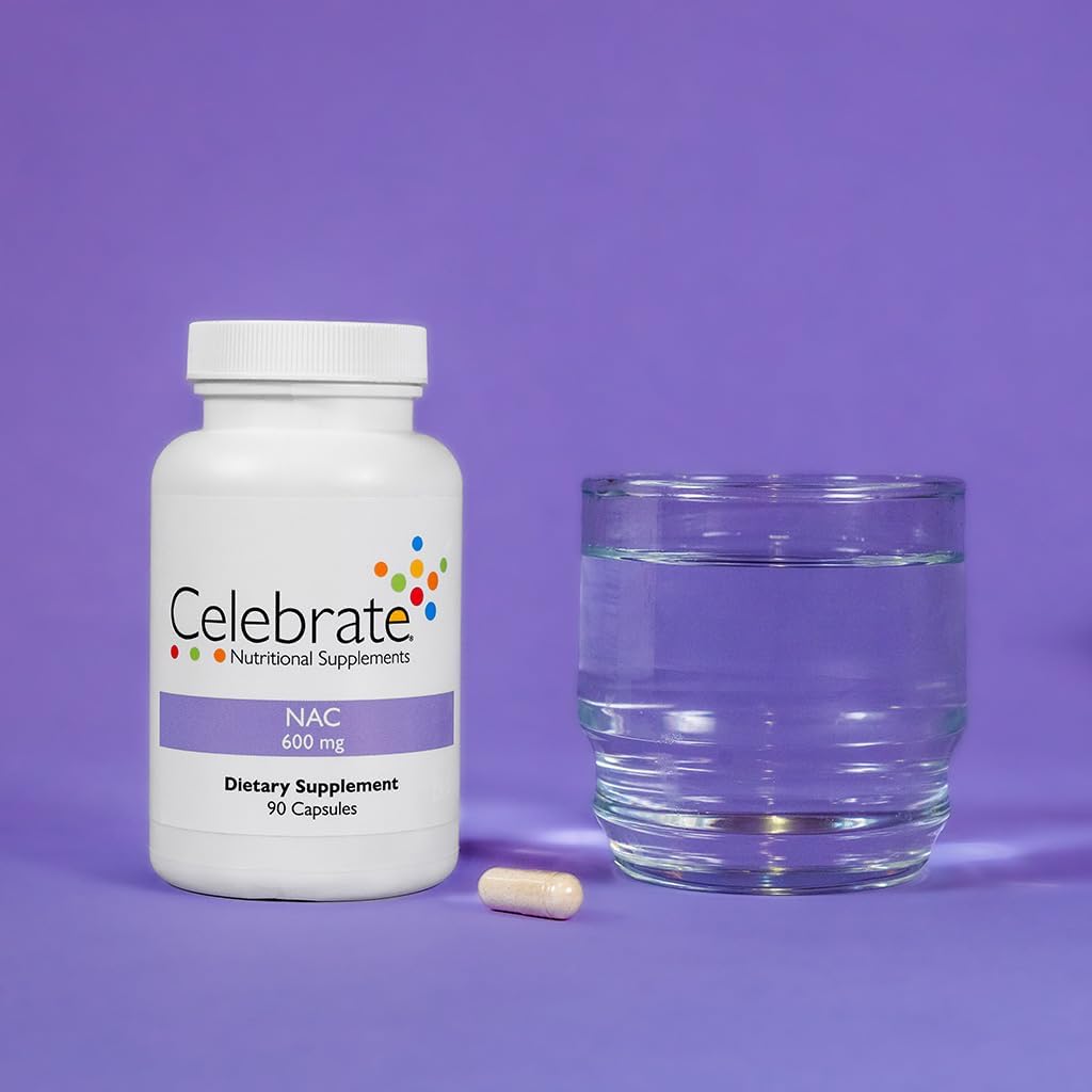 Celebrate Vitamins NAC Supplement - Gluten Free & Non-GMO - 600mg Capsules - 90 Count