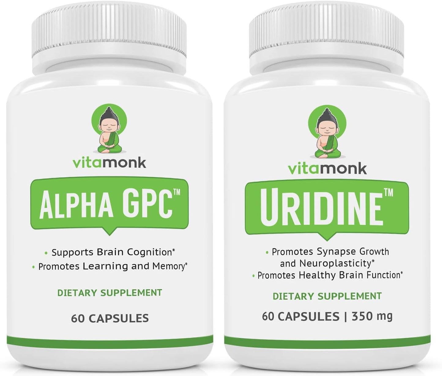 Cellular Vitality & Cognitive Performance Bundle: VitaMonk Mitochondrial Support with Alpha GPC and Uridine