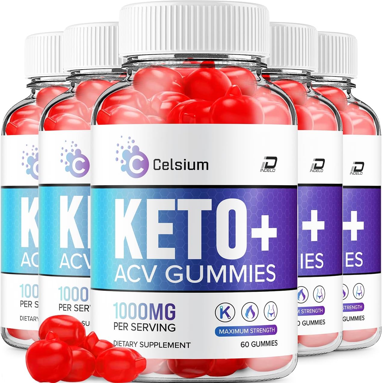 Celsium ACV Gummies Supplement - Apple Cider Vinegar + Celsium Keto Gummies with Vitamin B12 (5 Pack - 300 Gummies)