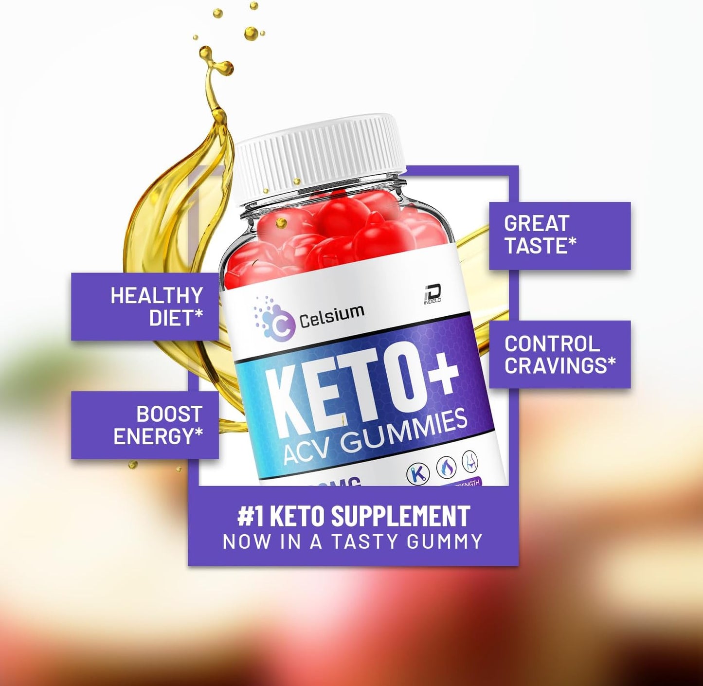 Celsium ACV Gummies Supplement - Apple Cider Vinegar + Celsium Keto Gummies with Vitamin B12 (5 Pack - 300 Gummies)