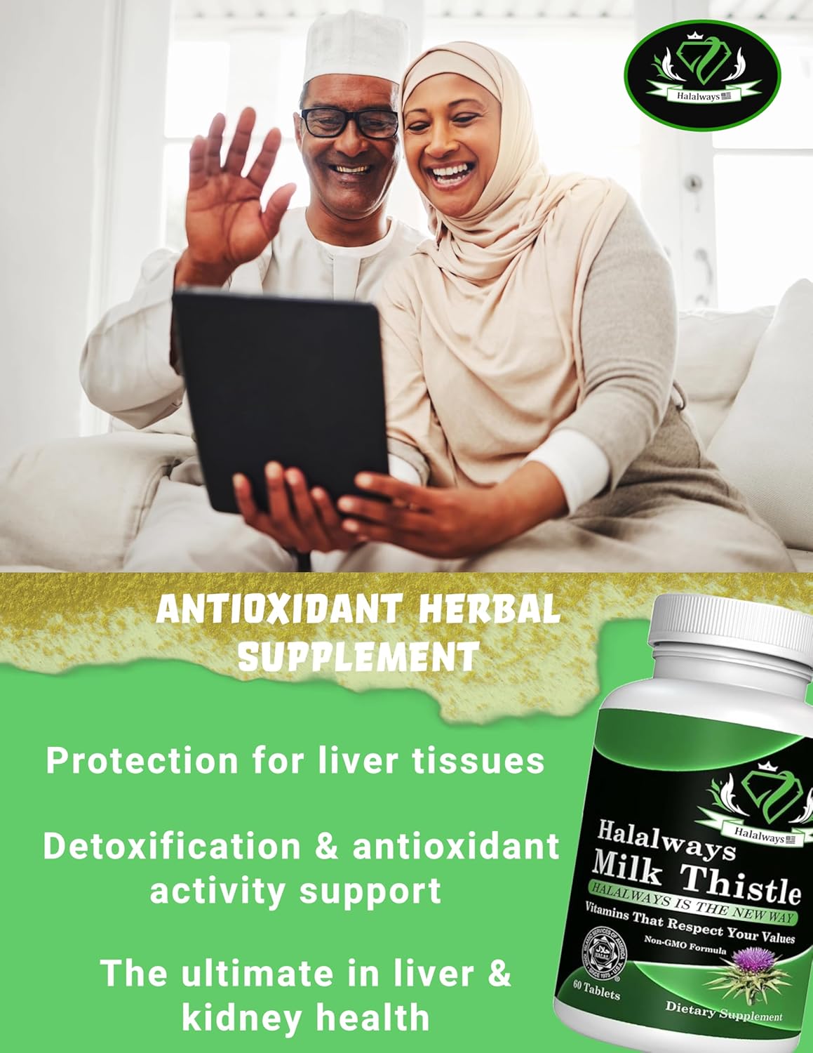Certified Halal Milk Thistle Liver Detox Supplement for Men & Women - Gentle Herbal Cleanse for Liver Health - Non-GMO Formula by HalalwaysUS