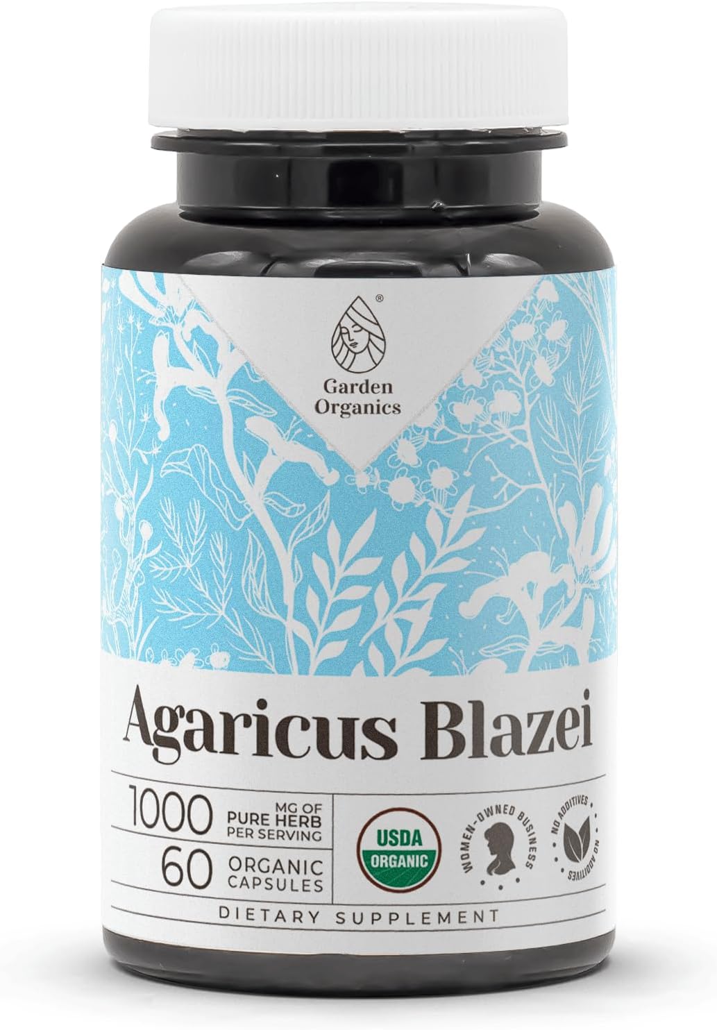 Certified Organic Agaricus Blazei Mushroom Capsules - High-Potency Vegetarian Supplement - USDA Organic Dried Mushroom Capsules (60 Count)