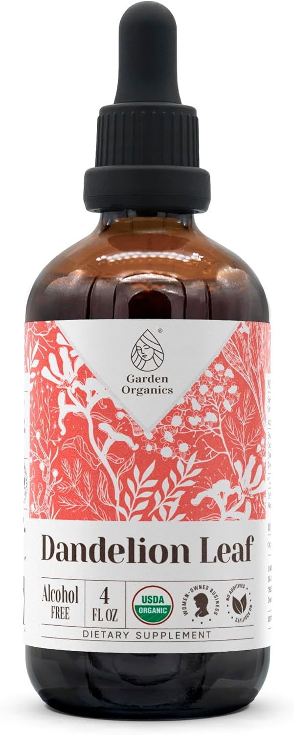 Certified Organic Dandelion Leaf Alcohol-Free Extract - High-Potency Tincture for Digestive System - 4 oz Bottle