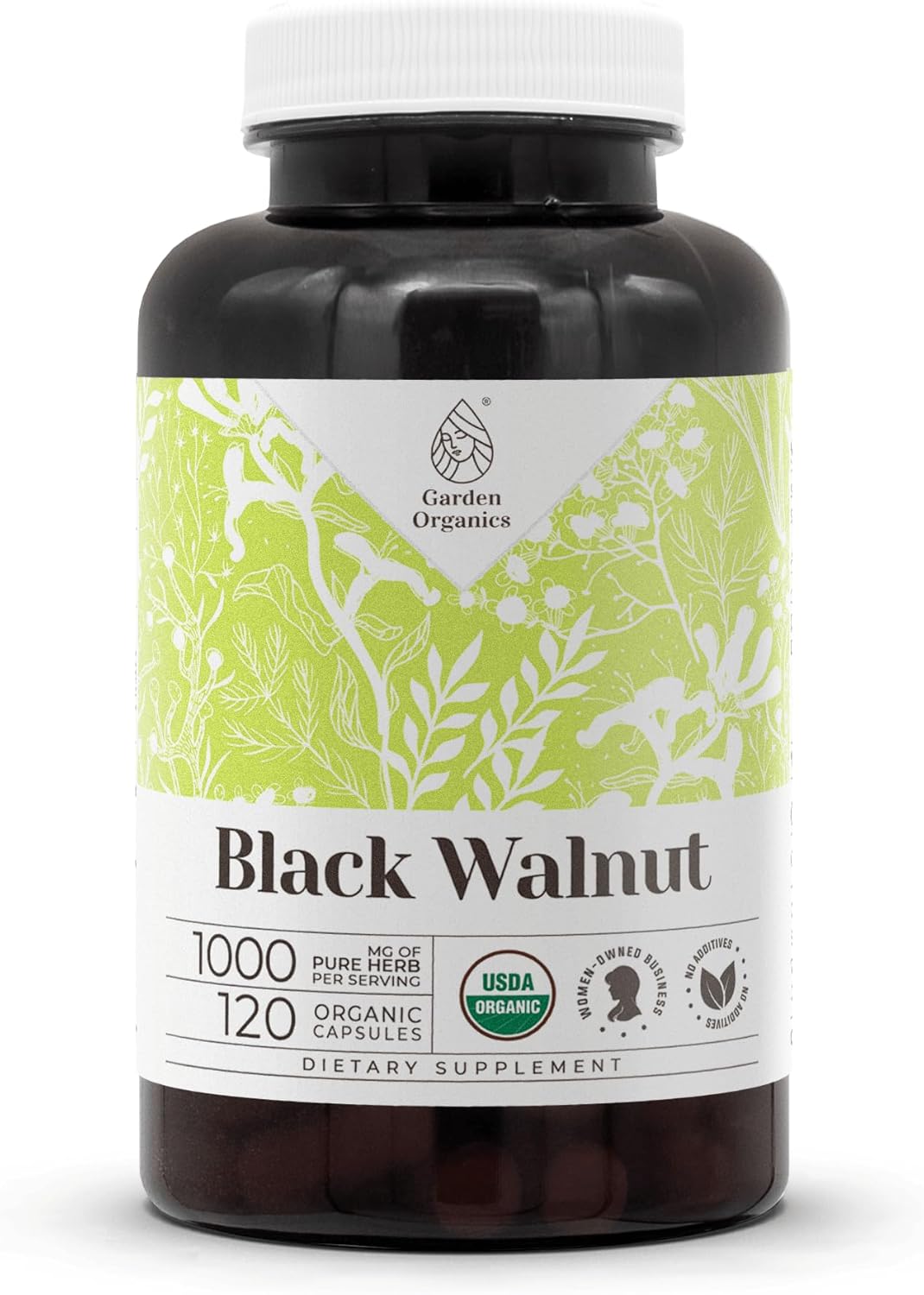 Certified Organic Garden Organics Black Walnut Supplement - 120 Capsules