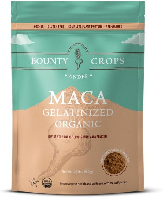 Certified Organic Gelatinized Maca Powder 24 Oz Bag - Energy & Vitality Booster, Peruvian Superfood - Non-GMO & Gluten-Free - 1.5 lb (680g)