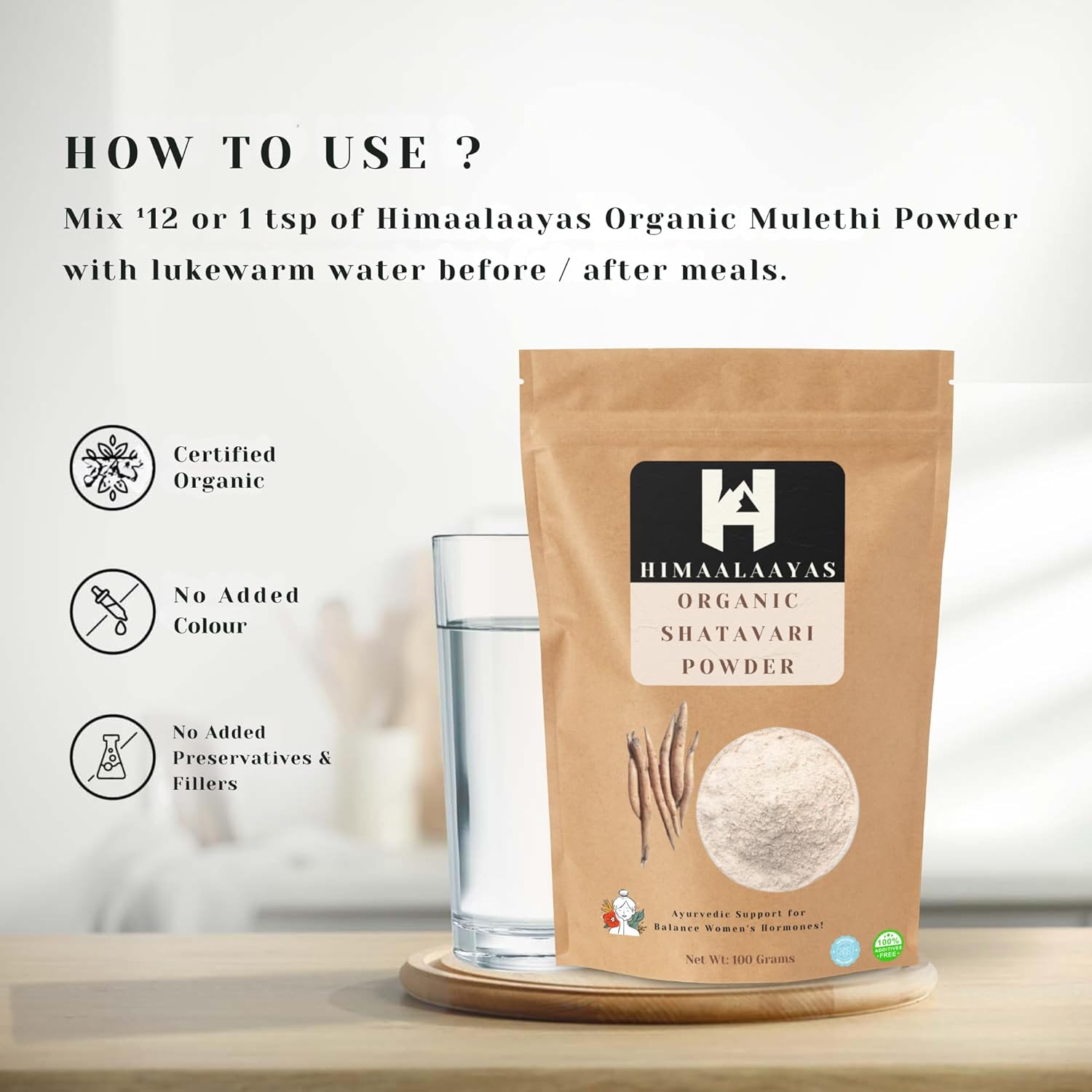 Certified Organic Shatavari Powder for Women's Hormone Balance | Herbal Supplement for Digestion & Reproductive Health | Ayurvedic Support - 100g Pack of 1