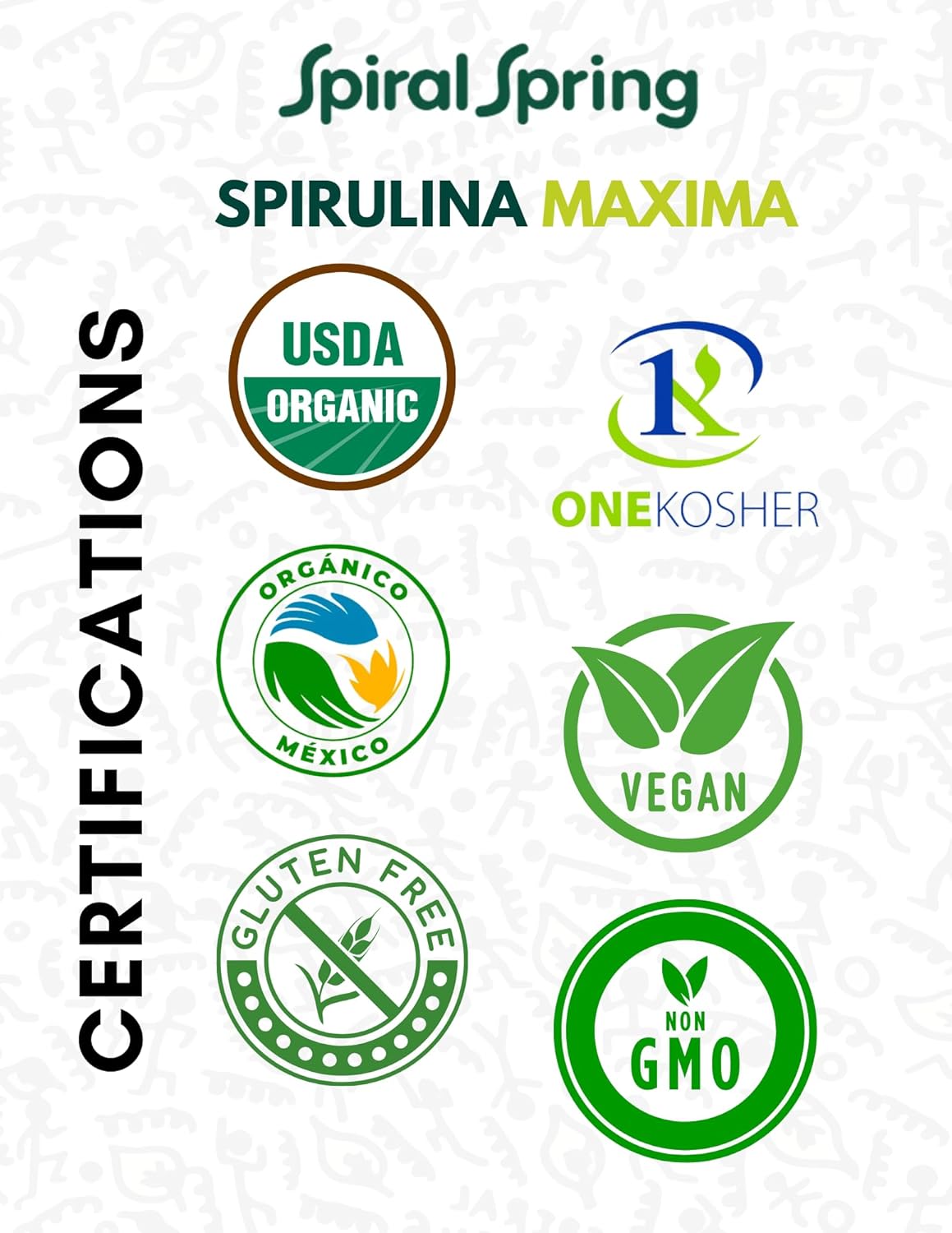 Certified Organic Spirulina Tablets with Brewer's Yeast - 200g Bag, Kosher, Gluten Free