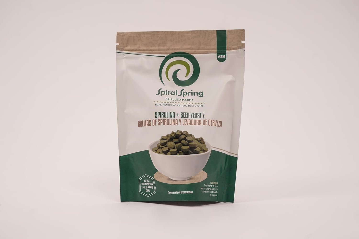 Certified Organic Spirulina Tablets with Brewer's Yeast - 200g Bag, Kosher, Gluten Free